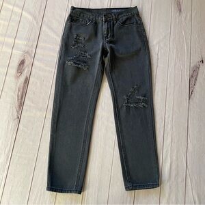 Denim Colab Boyfriend Jeans Women’s 8 Black Stonewashed Goth Grunge Distressed